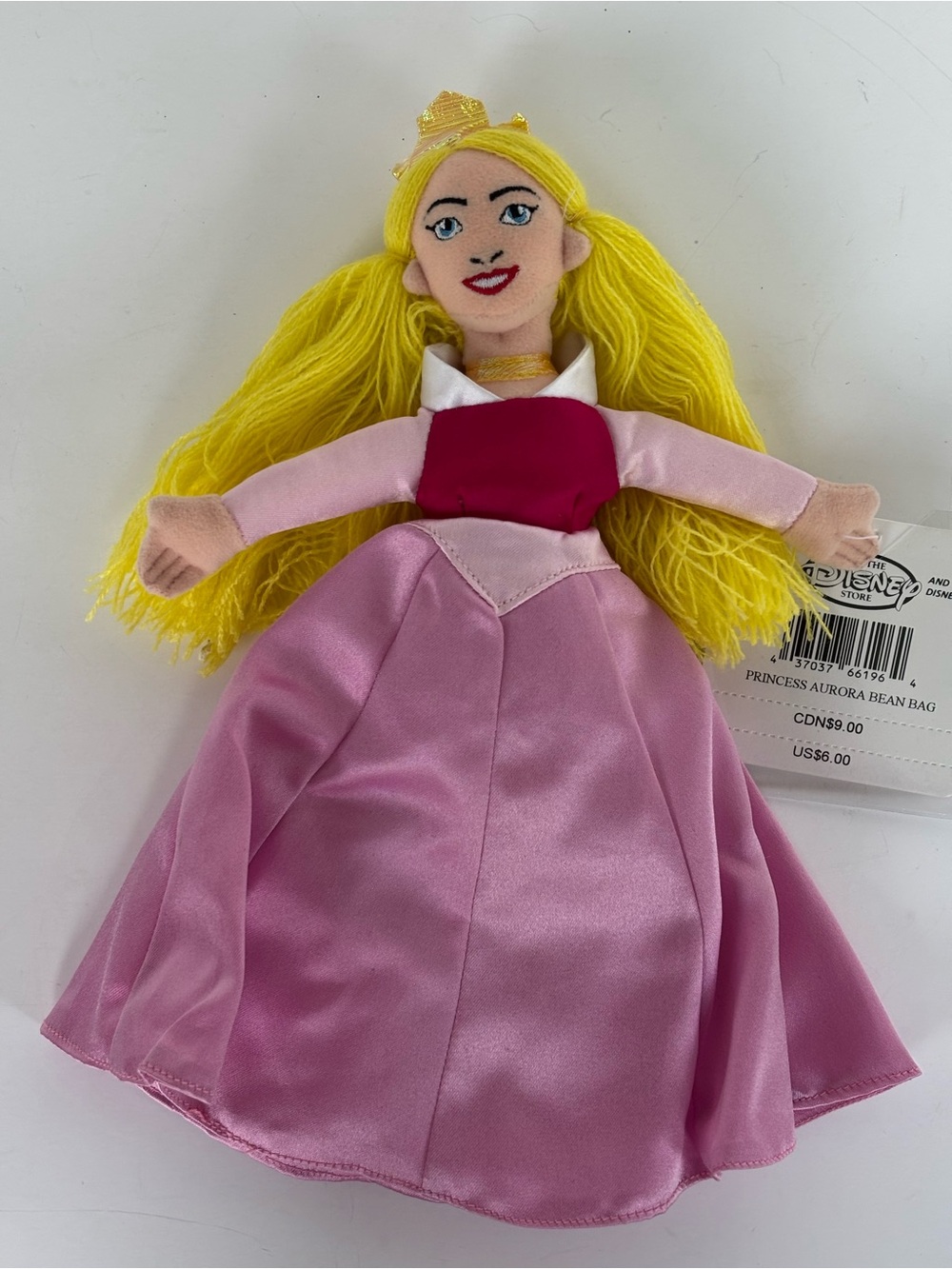 Vintage Disney Store Princess Aurora Sleeping Beauty 10" Bean Bag Plush NWT